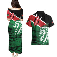 Kenya Lion Head Couples Matching Puletasi and Hawaiian Shirt Flag Style - Wonder Print Shop