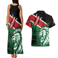 Kenya Lion Head Couples Matching Tank Maxi Dress and Hawaiian Shirt Flag Style - Wonder Print Shop