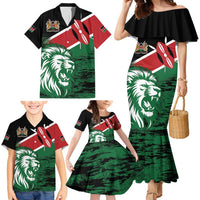 Kenya Lion Head Family Matching Mermaid Dress and Hawaiian Shirt Flag Style - Wonder Print Shop