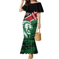 Kenya Lion Head Family Matching Mermaid Dress and Hawaiian Shirt Flag Style - Wonder Print Shop