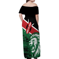 Kenya Lion Head Family Matching Off Shoulder Maxi Dress and Hawaiian Shirt Flag Style - Wonder Print Shop