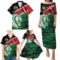 Kenya Lion Head Family Matching Puletasi and Hawaiian Shirt Flag Style - Wonder Print Shop