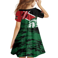 Kenya Lion Head Family Matching Short Sleeve Bodycon Dress and Hawaiian Shirt Flag Style - Wonder Print Shop