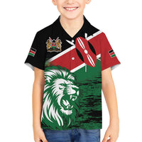 Kenya Lion Head Family Matching Short Sleeve Bodycon Dress and Hawaiian Shirt Flag Style - Wonder Print Shop