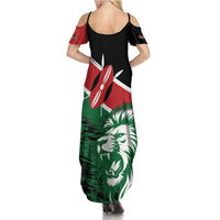 Kenya Lion Head Family Matching Summer Maxi Dress and Hawaiian Shirt Flag Style - Wonder Print Shop
