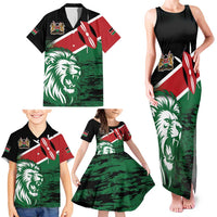 Kenya Lion Head Family Matching Tank Maxi Dress and Hawaiian Shirt Flag Style - Wonder Print Shop