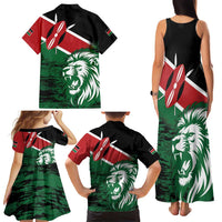 Kenya Lion Head Family Matching Tank Maxi Dress and Hawaiian Shirt Flag Style - Wonder Print Shop