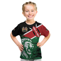 Kenya Lion Head Kid T Shirt Flag Style - Wonder Print Shop