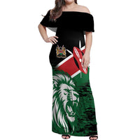 Kenya Lion Head Off Shoulder Maxi Dress Flag Style - Wonder Print Shop