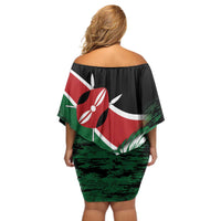 Kenya Lion Head Off Shoulder Short Dress Flag Style - Wonder Print Shop