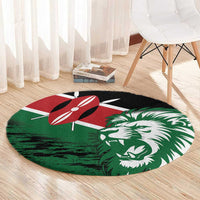 Kenya Lion Head Round Carpet Flag Style