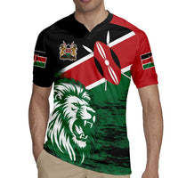Kenya Lion Head Rugby Jersey Flag Style - Wonder Print Shop
