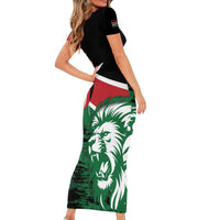 Kenya Lion Head Short Sleeve Bodycon Dress Flag Style - Wonder Print Shop