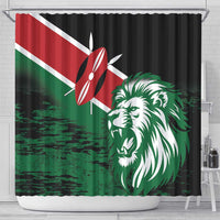 Kenya Lion Head Shower Curtain Flag Style