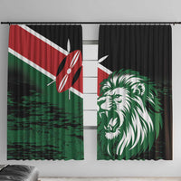 Kenya Lion Head Window Curtain Flag Style - Wonder Print Shop