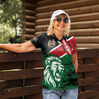 Kenya Lion Head Women Polo Shirt Flag Style - Wonder Print Shop