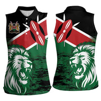 Kenya Lion Head Women Sleeveless Polo Shirt Flag Style - Wonder Print Shop