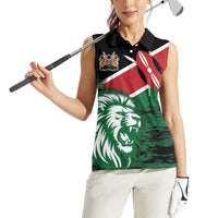 Kenya Lion Head Women Sleeveless Polo Shirt Flag Style - Wonder Print Shop