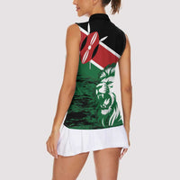 Kenya Lion Head Women Sleeveless Polo Shirt Flag Style - Wonder Print Shop