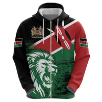 Kenya Lion Head Zip Hoodie Flag Style - Wonder Print Shop
