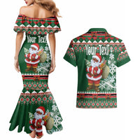 Personalized Kenya Christmas Couples Matching Mermaid Dress and Hawaiian Shirt African Santa Claus - Heri ya Krismasi - Wonder Print Shop