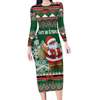 Personalized Kenya Christmas Family Matching Long Sleeve Bodycon Dress and Hawaiian Shirt African Santa Claus - Heri ya Krismasi - Wonder Print Shop