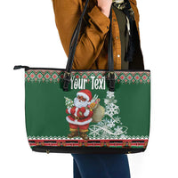 Personalized Kenya Christmas Leather Tote Bag African Santa Claus - Heri ya Krismasi - Wonder Print Shop
