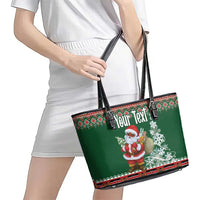 Personalized Kenya Christmas Leather Tote Bag African Santa Claus - Heri ya Krismasi - Wonder Print Shop