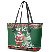 Personalized Kenya Christmas Leather Tote Bag African Santa Claus - Heri ya Krismasi - Wonder Print Shop