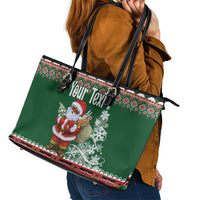 Personalized Kenya Christmas Leather Tote Bag African Santa Claus - Heri ya Krismasi - Wonder Print Shop