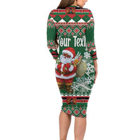 Personalized Kenya Christmas Long Sleeve Bodycon Dress African Santa Claus - Heri ya Krismasi - Wonder Print Shop