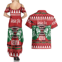 Kenya Christmas Lion Couples Matching Summer Maxi Dress and Hawaiian Shirt Heri ya Krismasi - Wewe pia - Wonder Print Shop