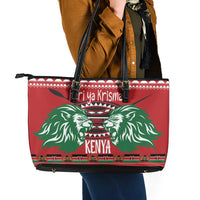 Kenya Christmas Lion Leather Tote Bag Heri ya Krismasi - Wewe pia - Wonder Print Shop
