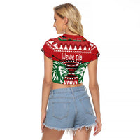 Kenya Christmas Lion Raglan Cropped T Shirt Heri ya Krismasi - Wewe pia - Wonder Print Shop