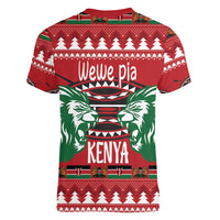 Kenya Christmas Lion Women V-Neck T-Shirt Heri ya Krismasi - Wewe pia - Wonder Print Shop
