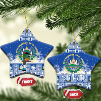 El Salvador Christmas Ceramic Ornament The Torogoz Cartoon With Coat Of Arms - Wonder Print Shop