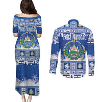 El Salvador Christmas Couples Matching Puletasi and Long Sleeve Button Shirt The Torogoz Cartoon With Coat Of Arms - Wonder Print Shop