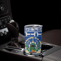 El Salvador Christmas Tumbler Cup The Torogoz Cartoon With Coat Of Arms - Wonder Print Shop