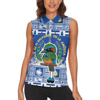 El Salvador Christmas Women Sleeveless Polo Shirt The Torogoz Cartoon With Coat Of Arms - Wonder Print Shop