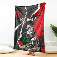 Russia Knight Fighting With Dragon Blanket Grunge Style