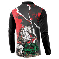 Russia Knight Fighting With Dragon Button Sweatshirt Grunge Style