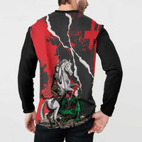 Russia Knight Fighting With Dragon Button Sweatshirt Grunge Style