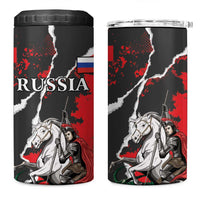Russia Knight Fighting With Dragon 4 in 1 Can Cooler Tumbler Grunge Style
