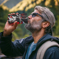 Russia Knight Fighting With Dragon 4 in 1 Can Cooler Tumbler Grunge Style