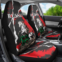 Russia Knight Fighting With Dragon Car Seat Cover Grunge Style