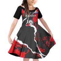 Russia Knight Fighting With Dragon Family Matching Off Shoulder Short Dress and Hawaiian Shirt Grunge Style