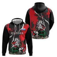Russia Knight Fighting With Dragon Hoodie Grunge Style - Wonder Print Shop