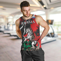 Russia Knight Fighting With Dragon Men Tank Top Grunge Style - Wonder Print Shop