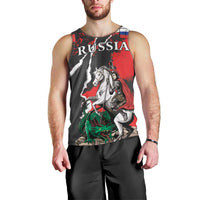 Russia Knight Fighting With Dragon Men Tank Top Grunge Style - Wonder Print Shop