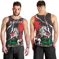 Russia Knight Fighting With Dragon Men Tank Top Grunge Style - Wonder Print Shop